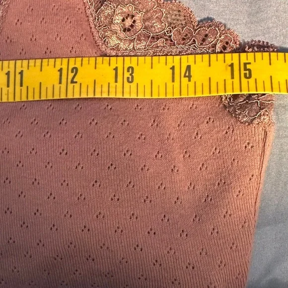 Moda International Camisole Women Med Rose Pointelle Lace Trim Cotton Romantic - Picture 13 of 14